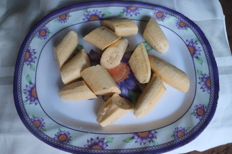 Plantains cut into slices