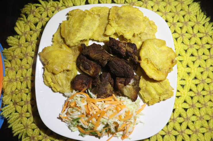 Fried Plantains, Spicy Pickled Vegetables, and Griyo